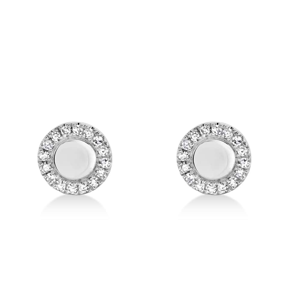 Diamond Accented Disc Stud Earrings 14k White Gold (0.10ct)