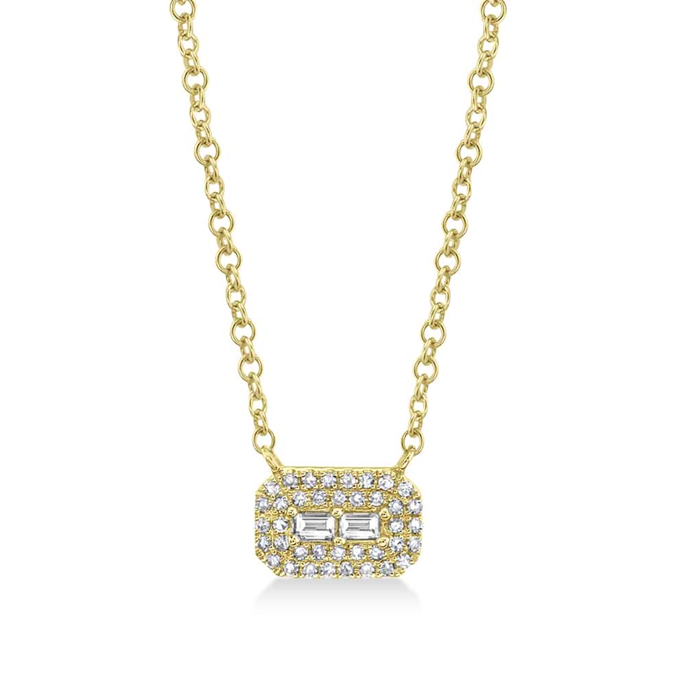 Baguette Diamond Pendant Necklace 14k Yellow Gold (0.14ct)