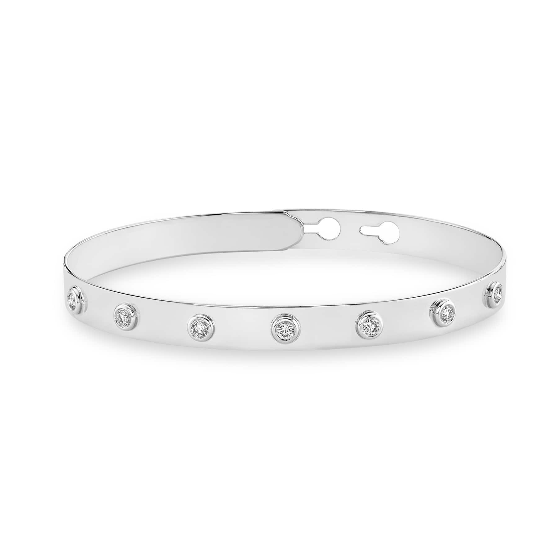 14K White Gold Channel Set Diamond Heavy Oval Bangle With Standard Hidden  Clasp Featuring Additional Figure 8 Safety Clasp — Bradley's Jewelers