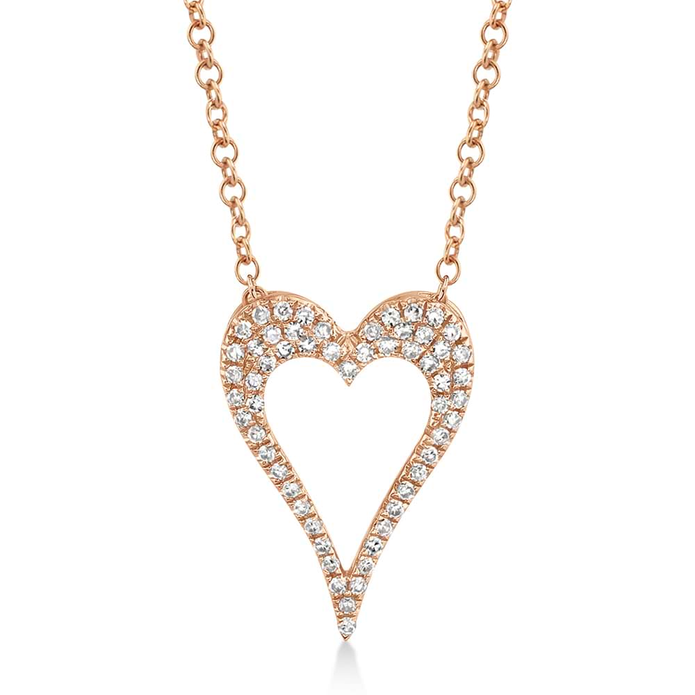 Diamond Open Heart Pendant Necklace 14k Rose Gold (0.14ct)