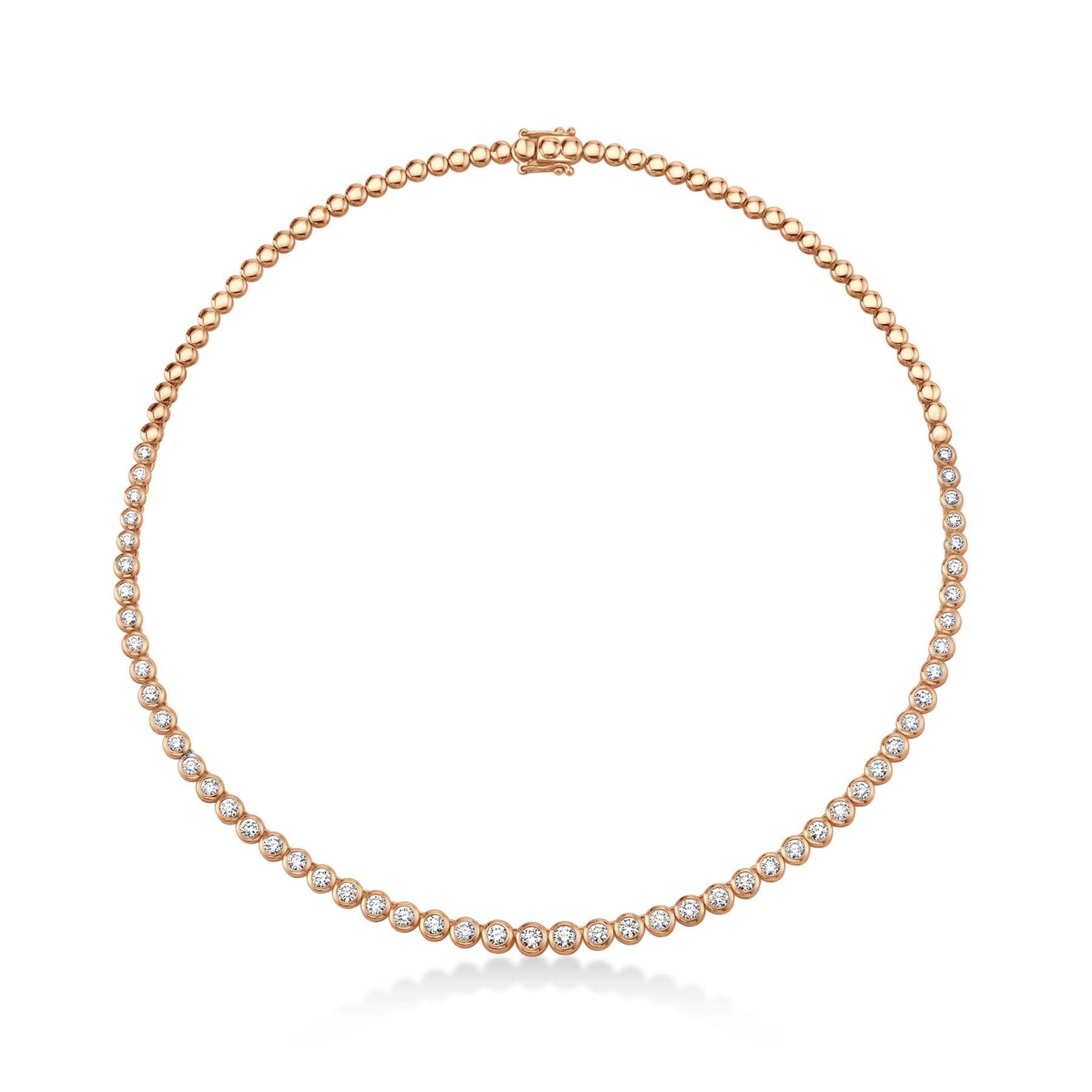 Half Eternity Diamond Bezel Tennis Necklace 14k Rose Gold (3.53ct)