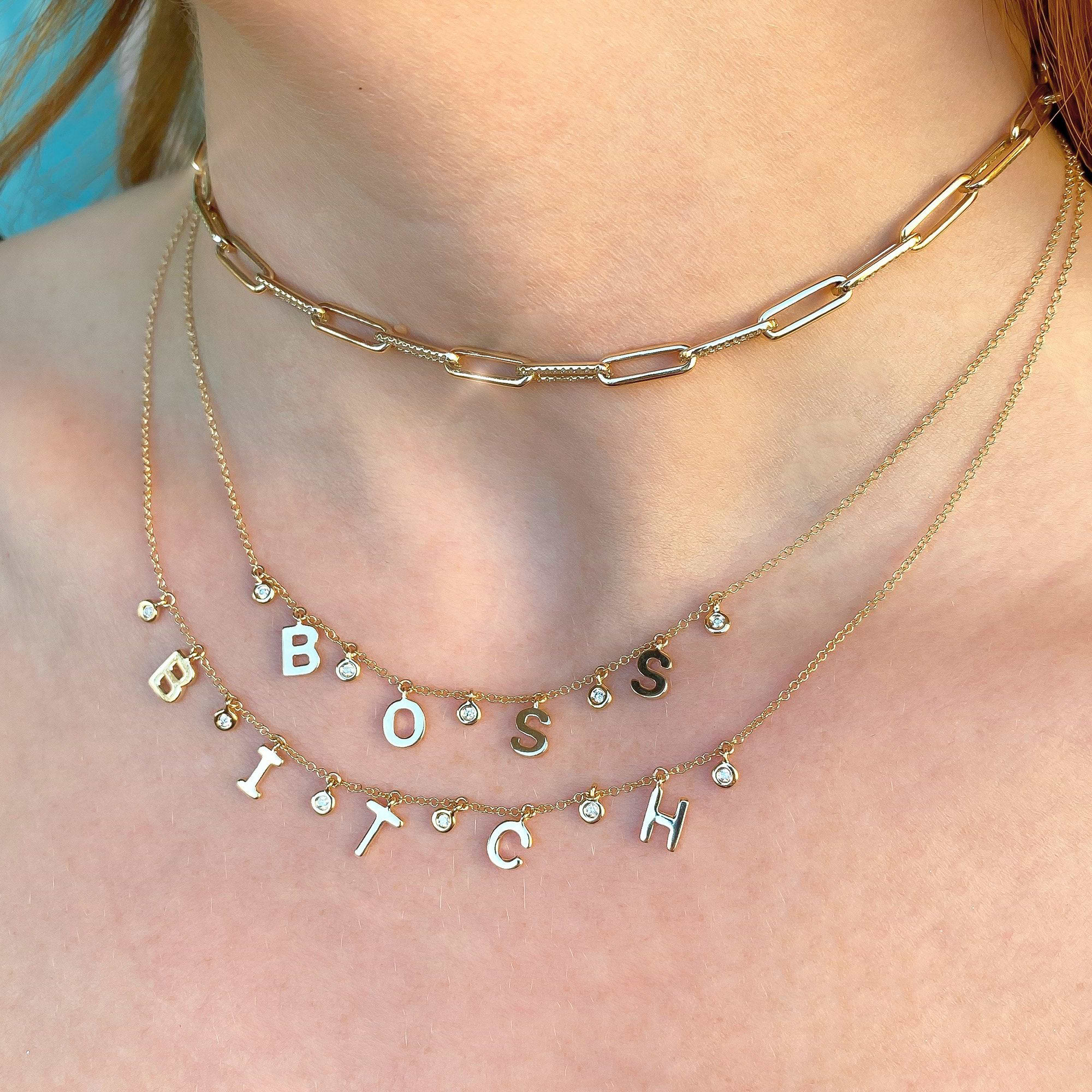 Diamond Boss Spelled Out Pendant Necklace (0.06ct)