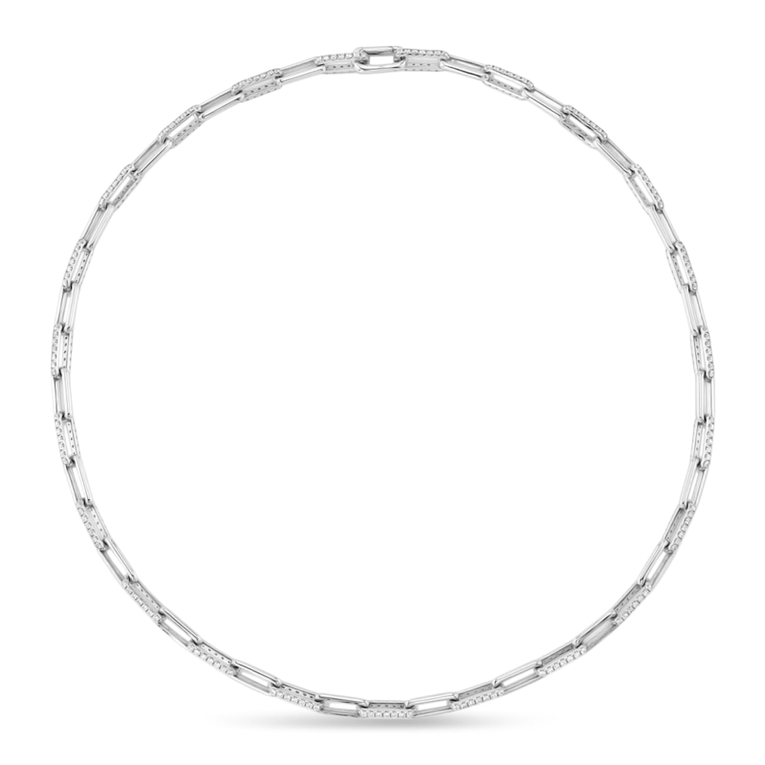 Diamond Paper Clip Link Necklace 14k White Gold (5.68ct)