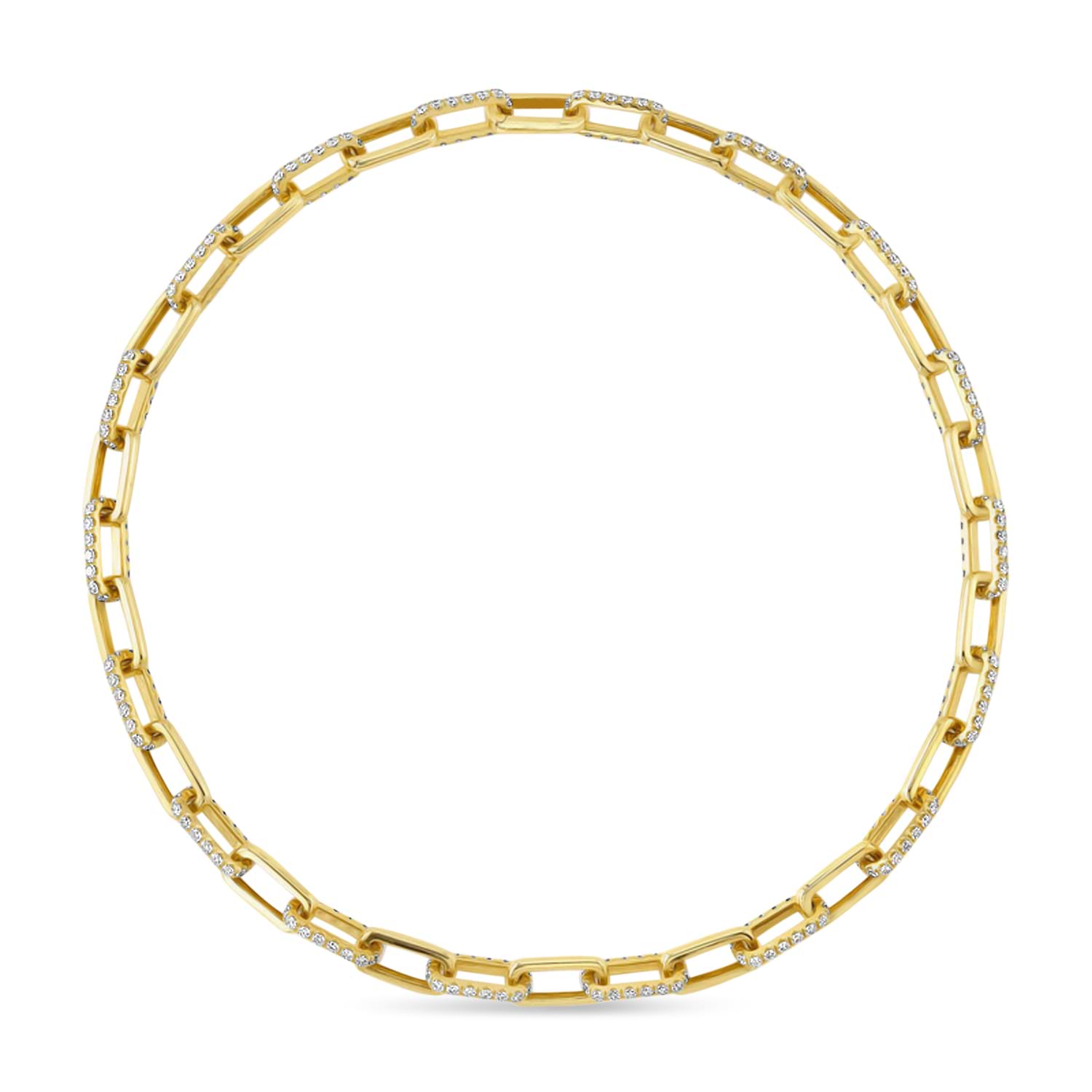 Diamond Pave Paper Clip Link Necklace 14k Yellow Gold (13.01ct)