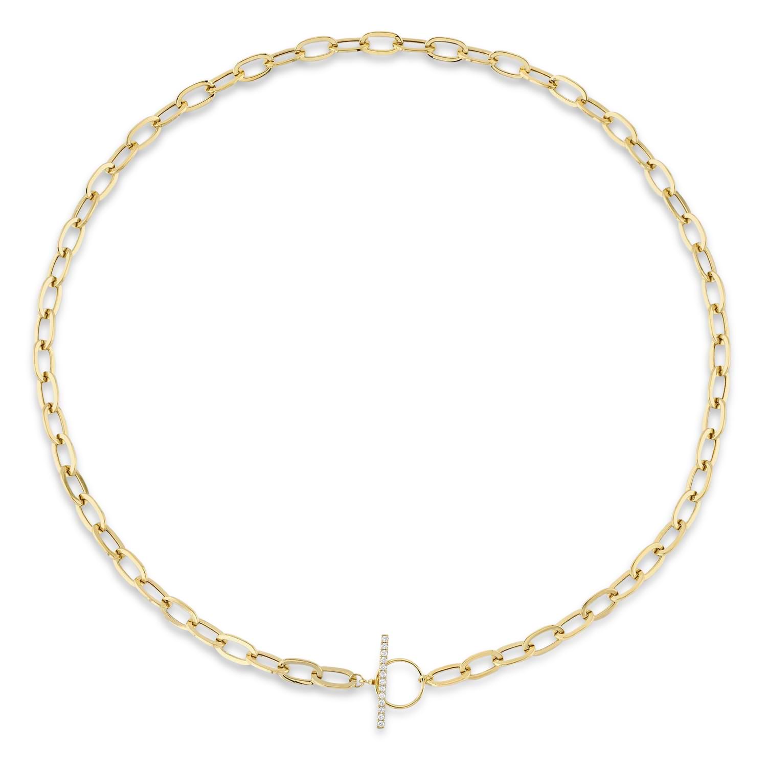 Diamond  Paper Clip Link Necklace in 14K Yellow Gold (0.13ct)