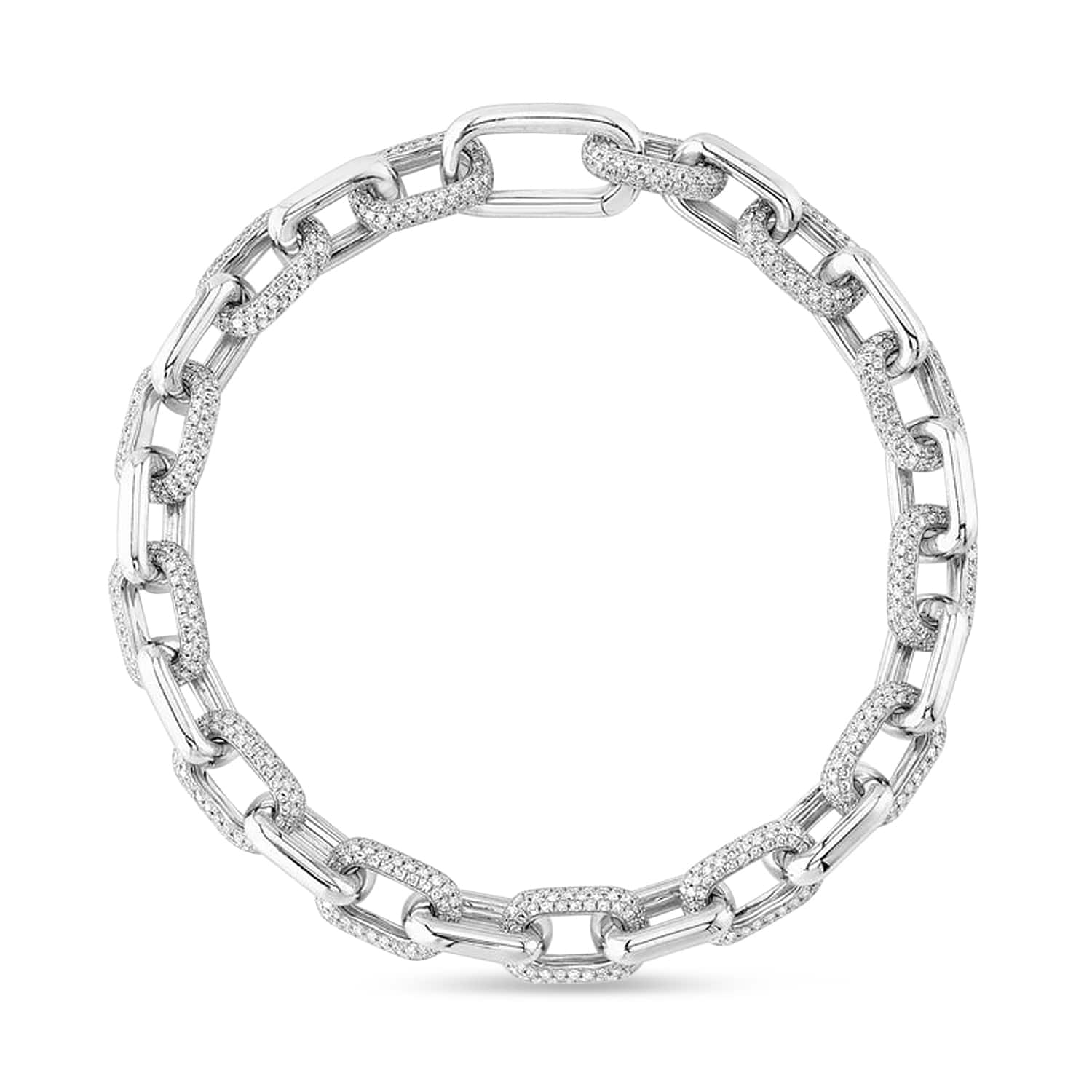 Diamond Paper Clip Link Bracelet 14k White Gold (3.67ct)