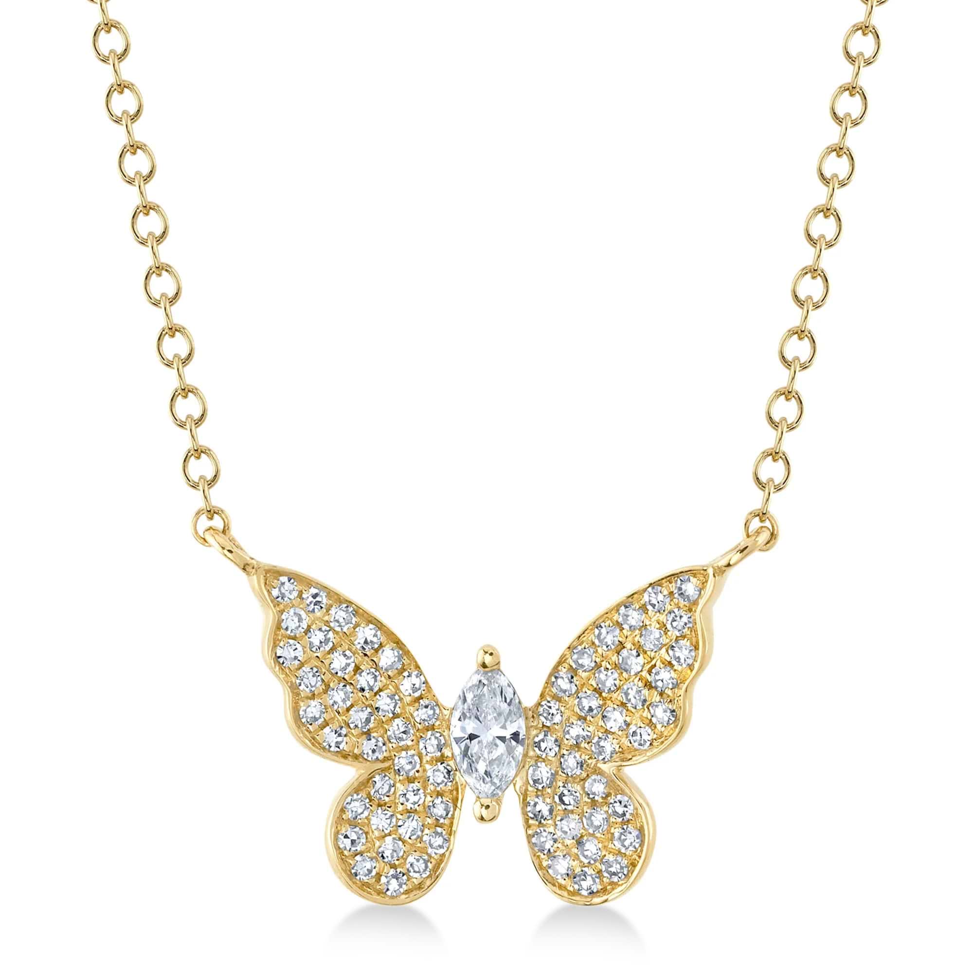 Diamond Marquise Butterly Necklace (0.23ct)
