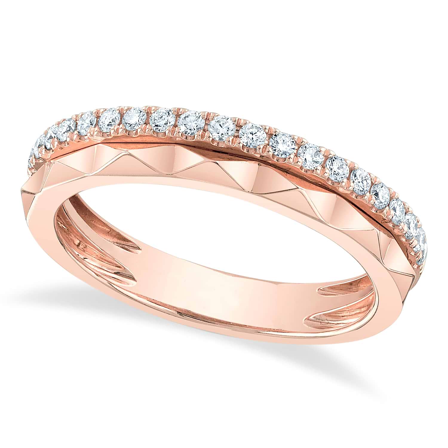 Diamond-Accented Stackable Wedding Band Ring 14K Rose Gold (0.26ct)