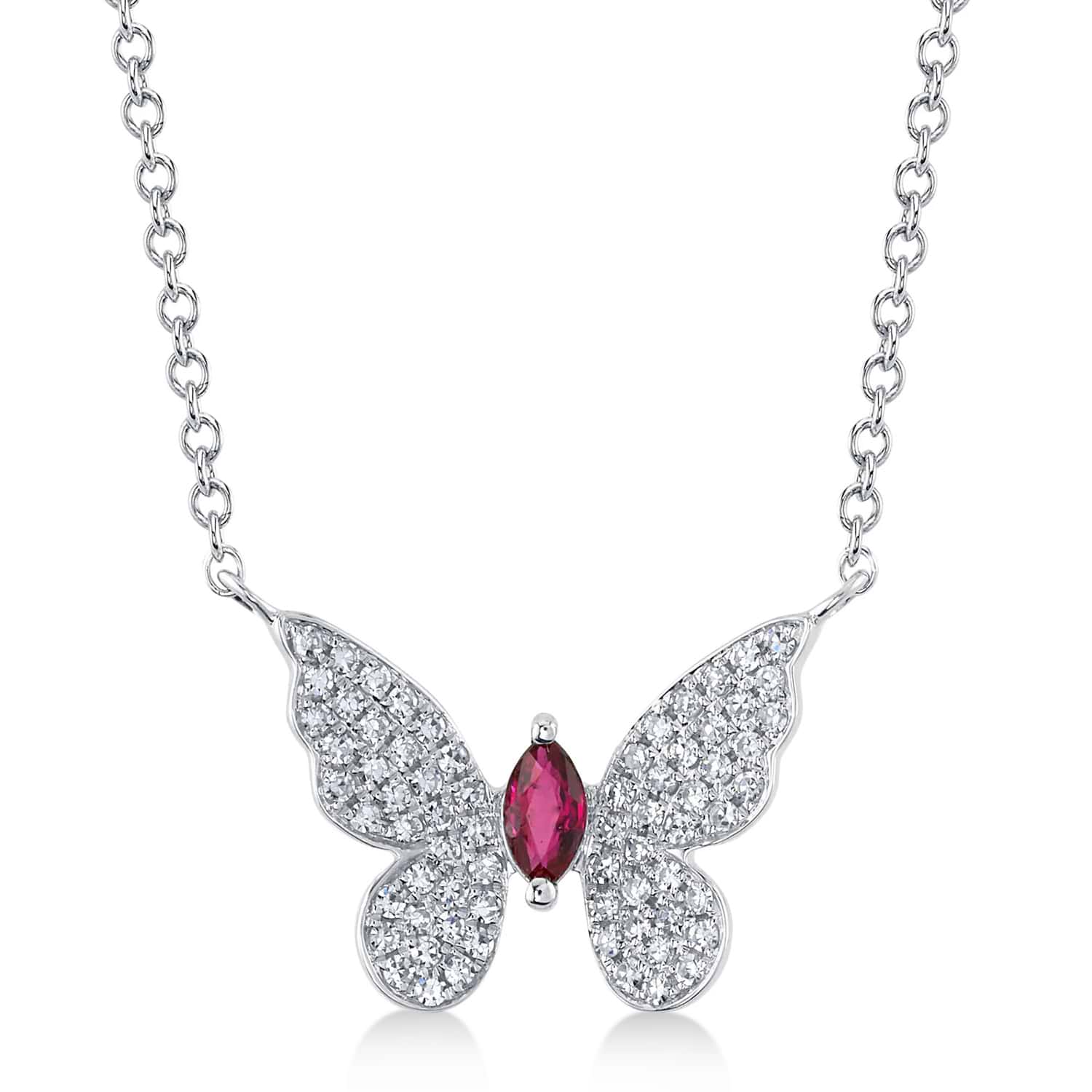 Diamond & Ruby Marquise Butterfly Necklace (0.25ct)
