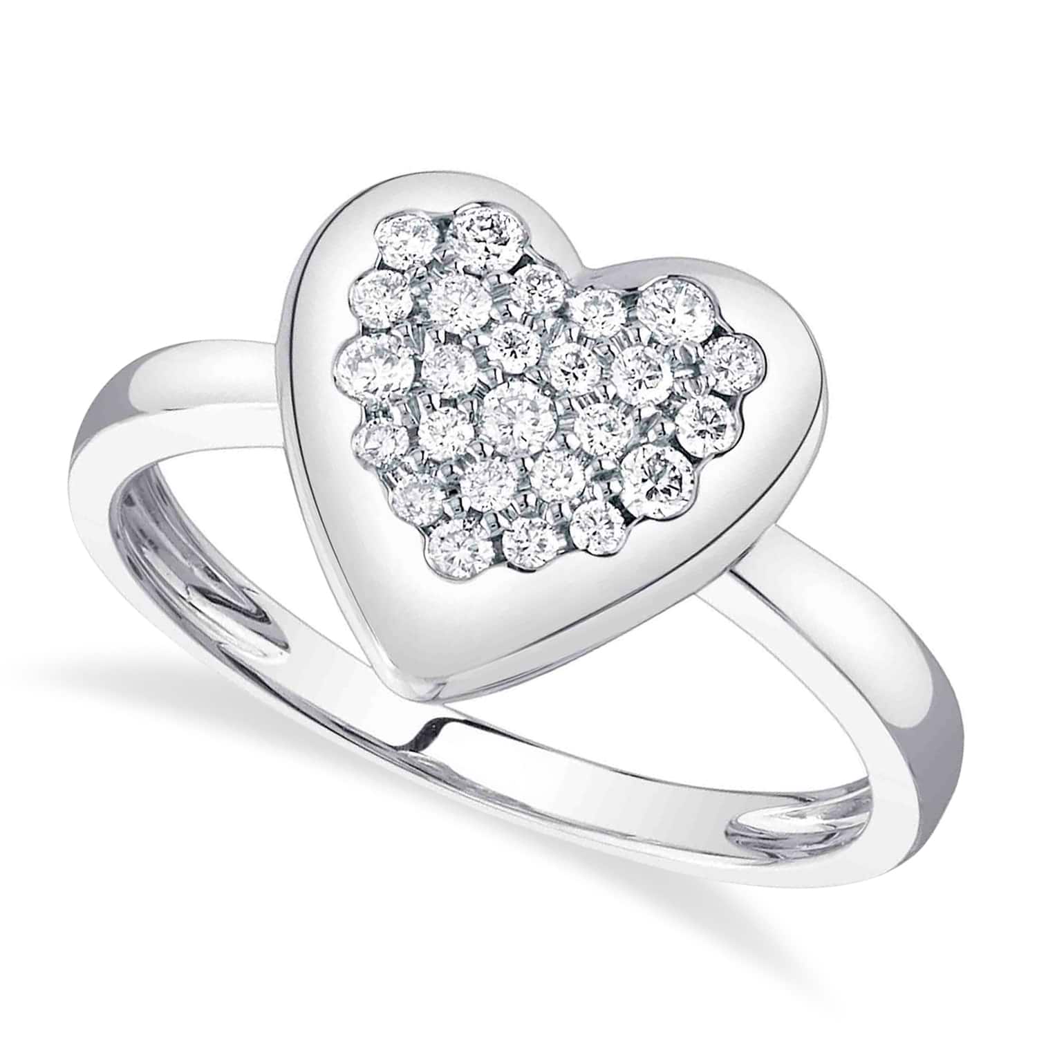 Diamond Heart Ring 14K White Gold (0.26 ct)