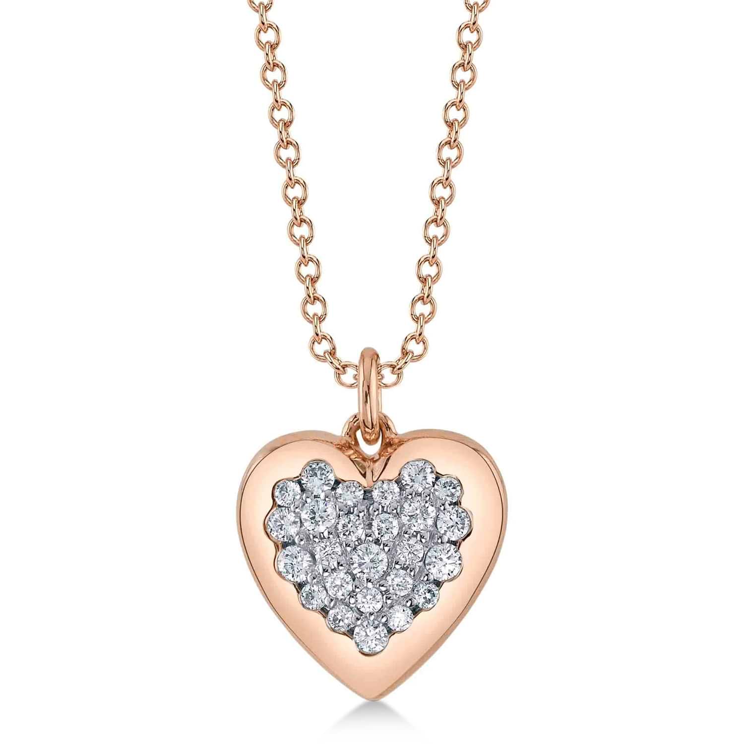 Diamond Heart Pendant Necklace 14K Rose Gold (0.26ct)