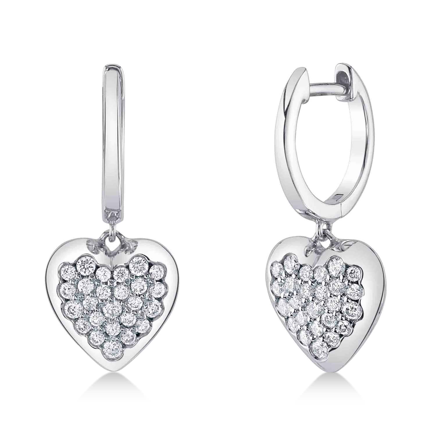 Diamond Heart Drop Earrings 14K White Gold (0.44ct)