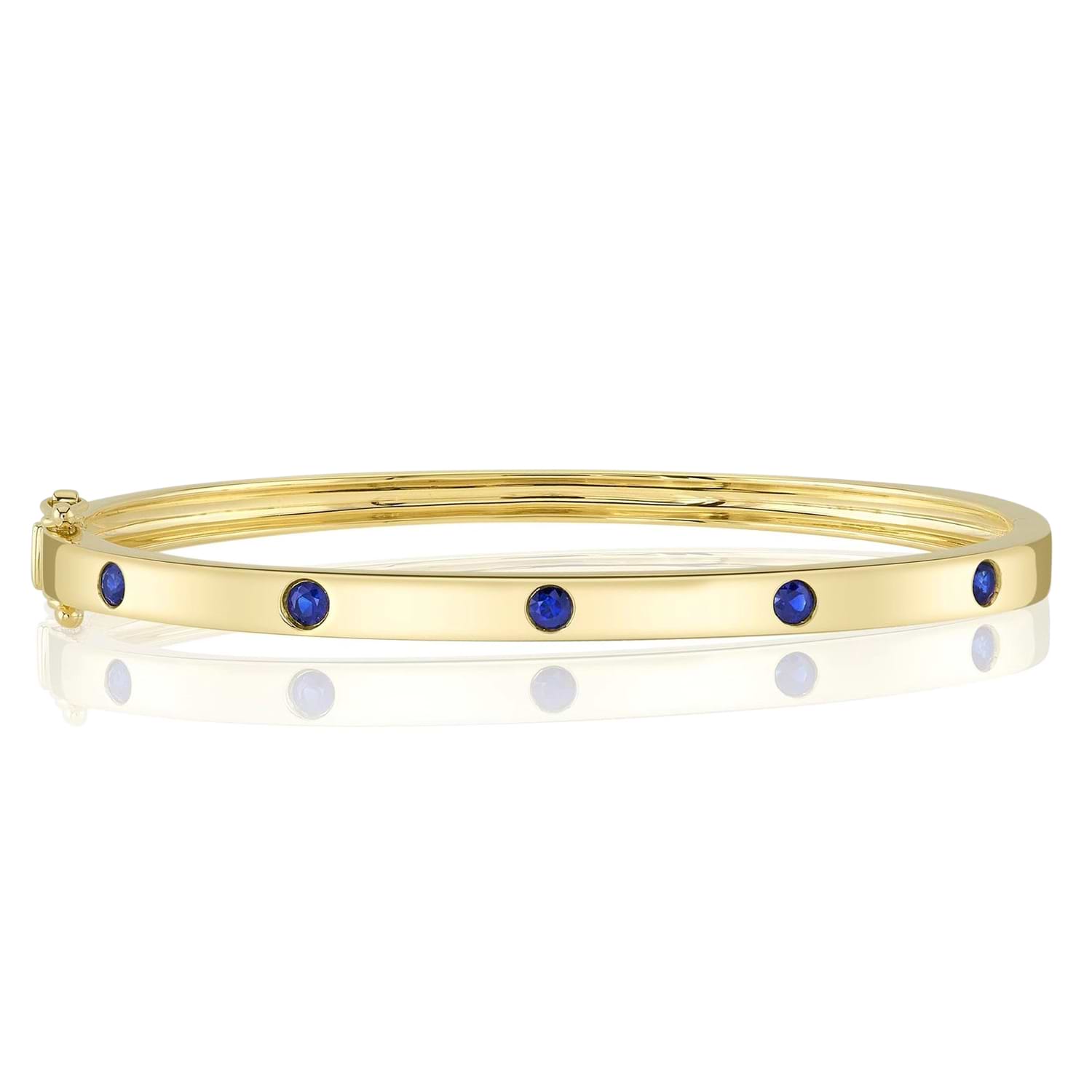 Blue Sapphire Five Stone Bangle Bracelet 14K Yellow Gold (0.38ct)