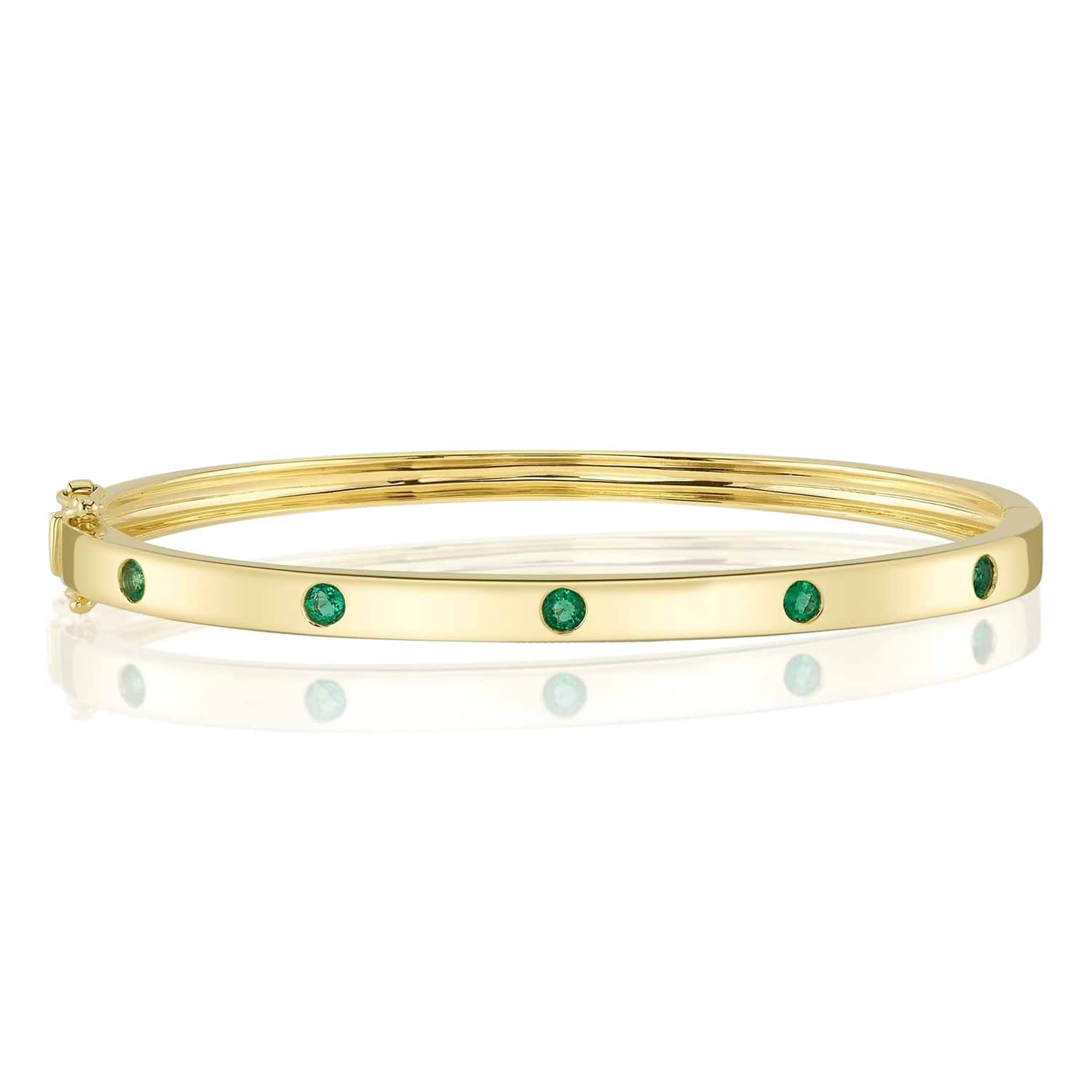 Emerald Stackable Bangle Bracelet 14K Yellow Gold (0.38ct)