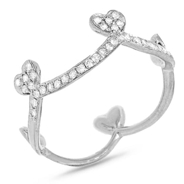 0.23ct 14k White Gold Diamond Heart Crown Ring