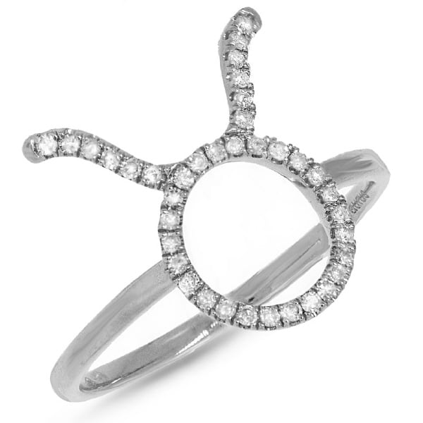 0.16ct 14k White Gold Diamond Zodiac Taurus Ring