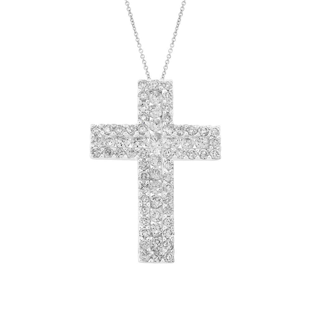 1.02ct 18k White Gold Diamond Cross Pendant Necklace