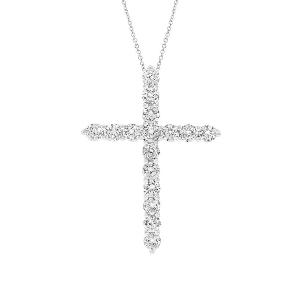 1.07ct 18k White Gold Diamond Cross Pendant Necklace