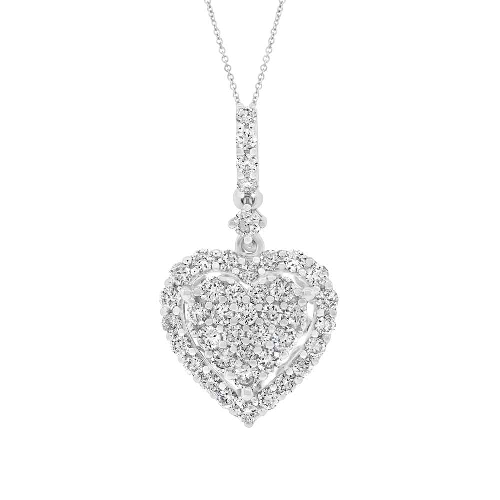 0.67ct 18k White Gold Diamond Heart Pendant Necklace