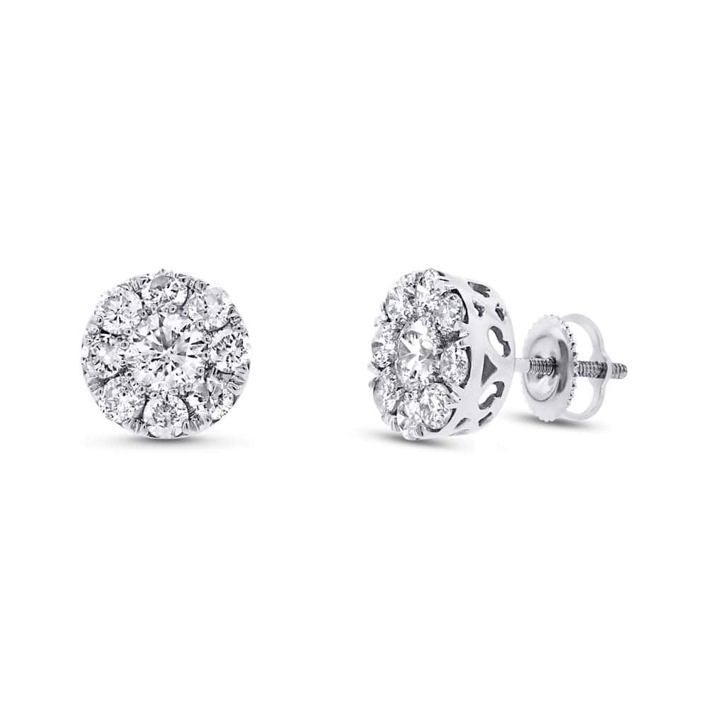 1.99ct 14k White Gold Diamond Cluster Earrings