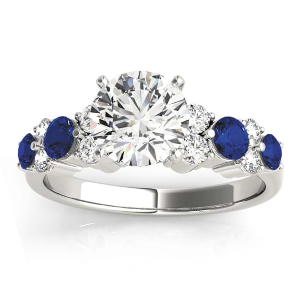 Blue Sapphire & Diamond Engagement Ring 14K White Gold (0.66ct)