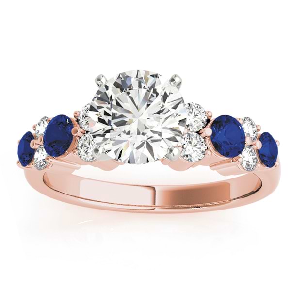 Blue Sapphire & Diamond Engagement Ring 18K Rose Gold (0.66ct)
