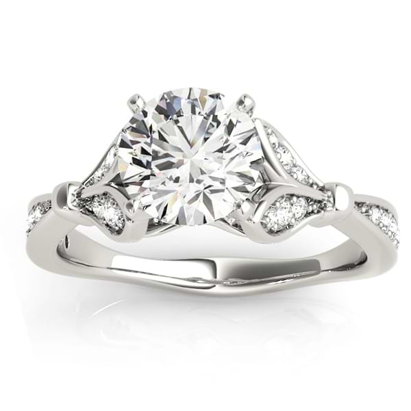 Diamond Tulip Engagement Ring Setting 18K White Gold (0.21ct)