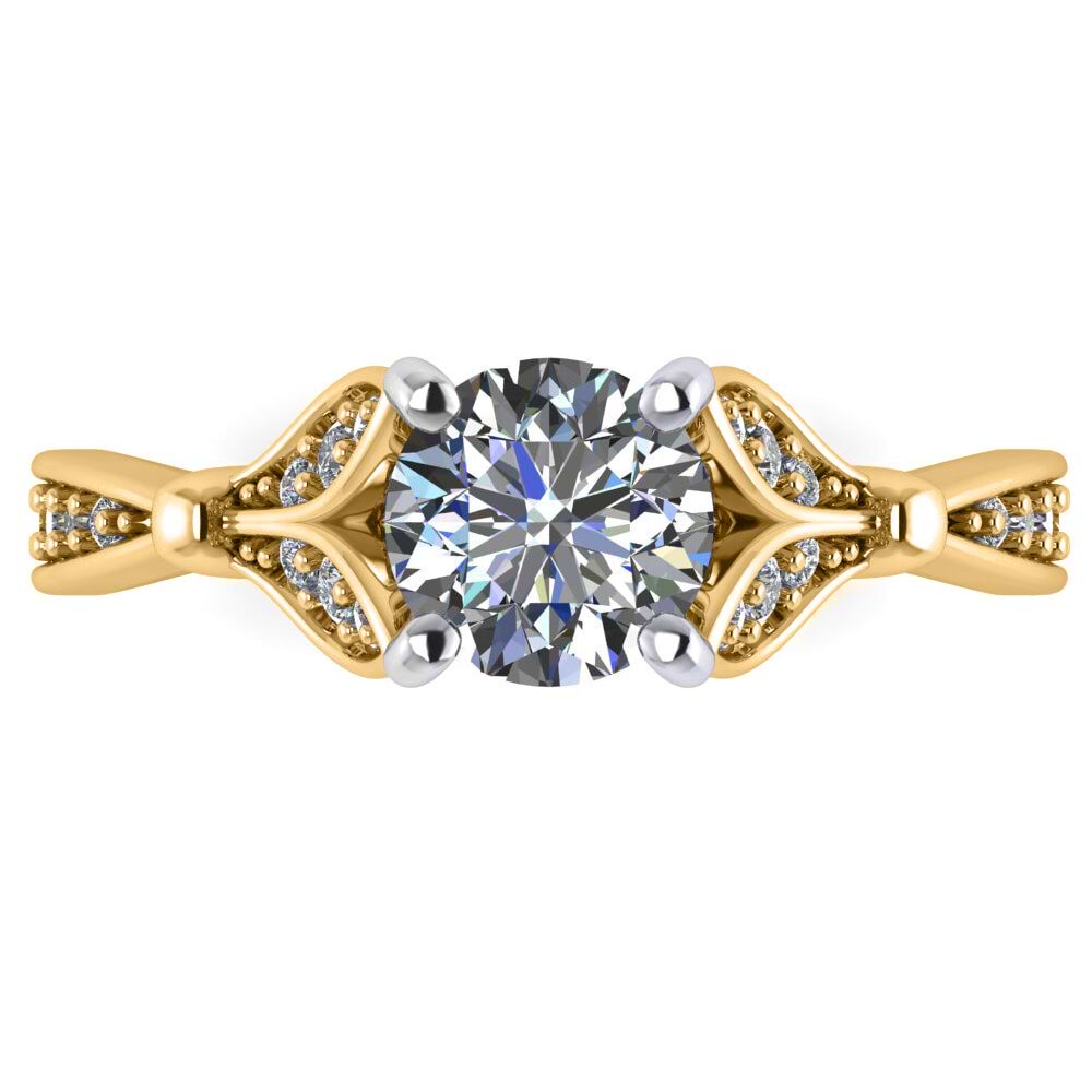 Diamond Tulip Engagement Ring Setting 18K Yellow Gold (0.21ct)