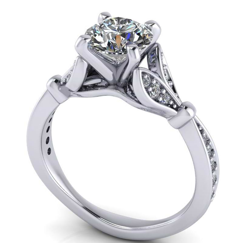 Diamond Accented Tulip Bridal Set Setting 14K White Gold (0.38ct)