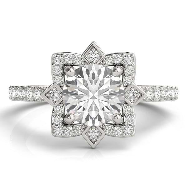 Diamond Royal Halo Engagement Ring Setting 14K White Gold 0.31ct - NG11063