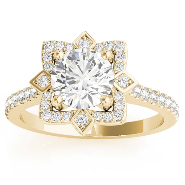 Diamond Royal Halo Engagement Ring Setting 14K Yellow Gold (0.31ct)