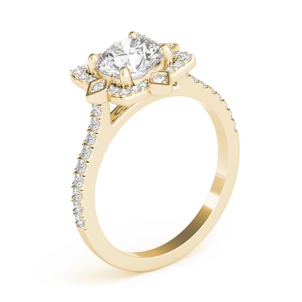 Diamond Royal Halo Engagement Ring Setting 18K Yellow Gold (0.31ct)