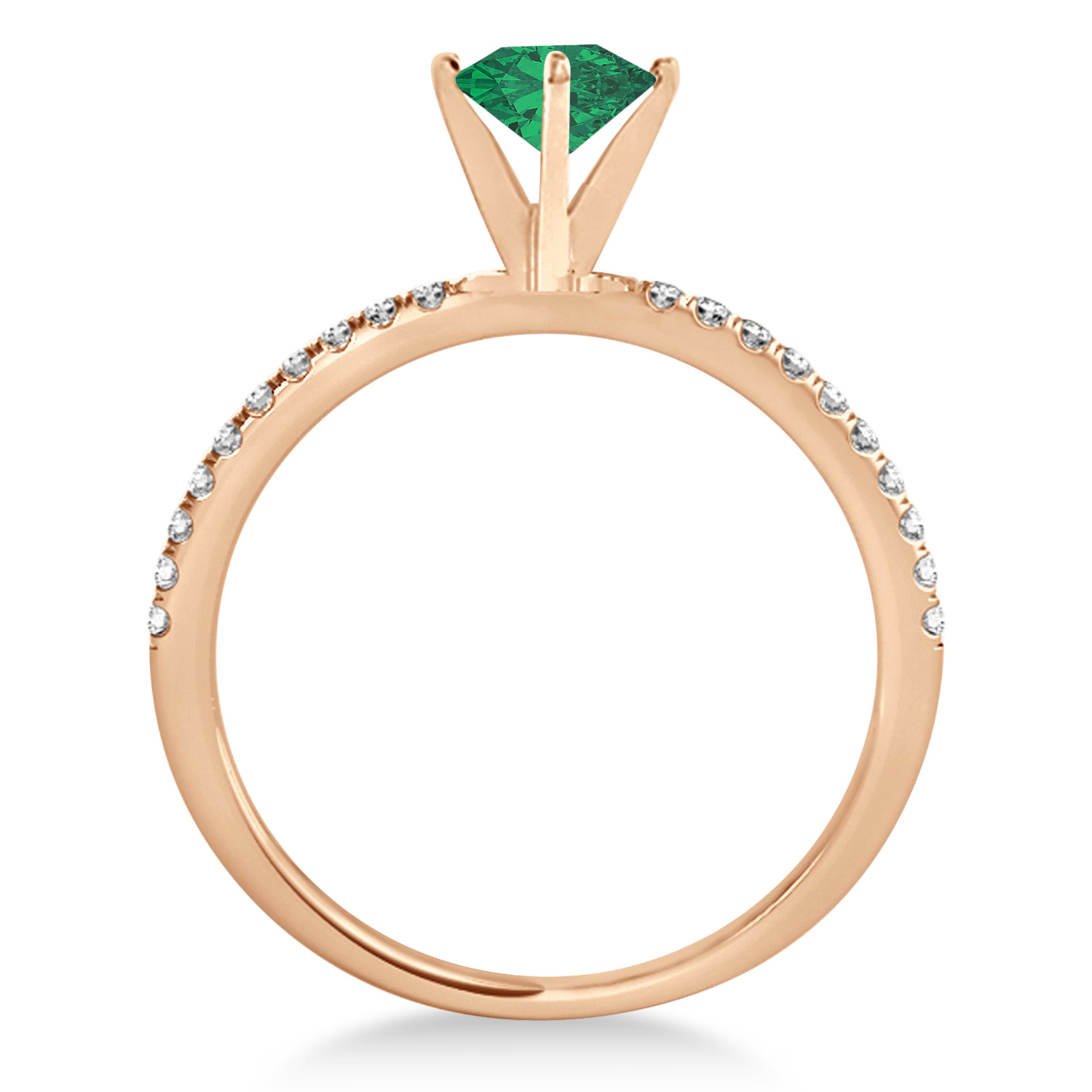 Emerald & Diamond Accented Oval Shape Engagement Ring 14k Rose Gold (0.75ct)