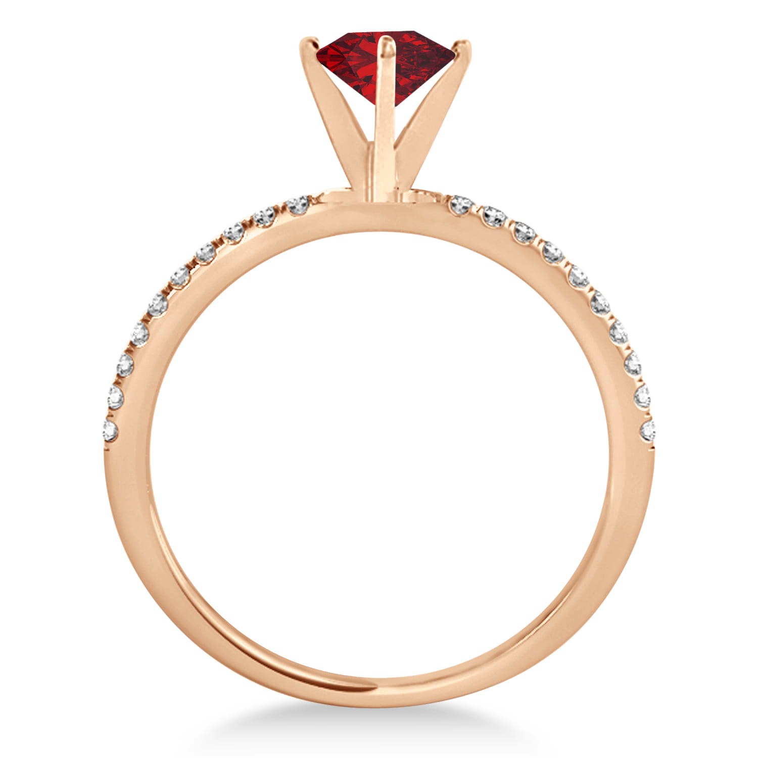 Ruby & Diamond Accented Oval Shape Engagement Ring 14k Rose Gold (0.75ct)