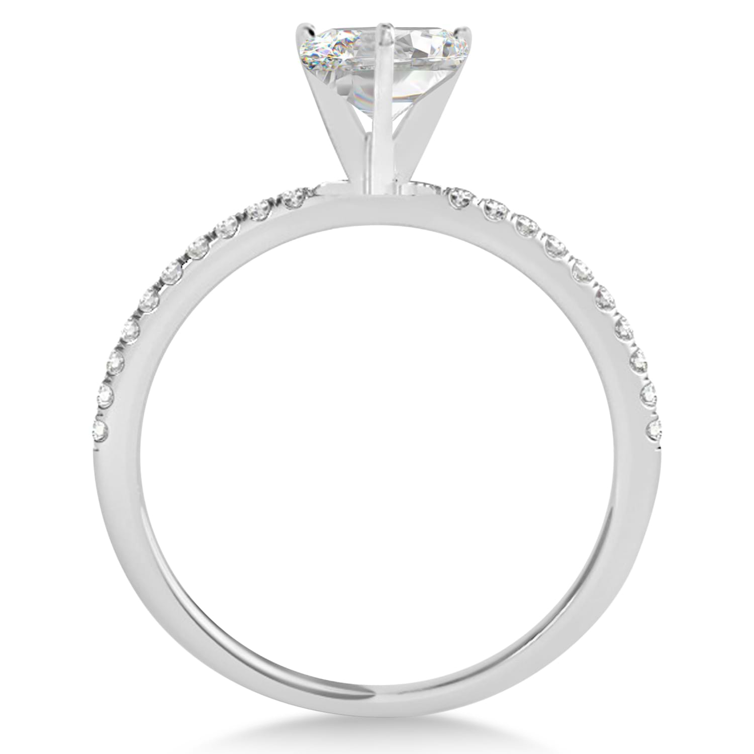 Lab Grown Diamond Accented Oval Shape Engagement Ring 14k White Gold (0.75ct)