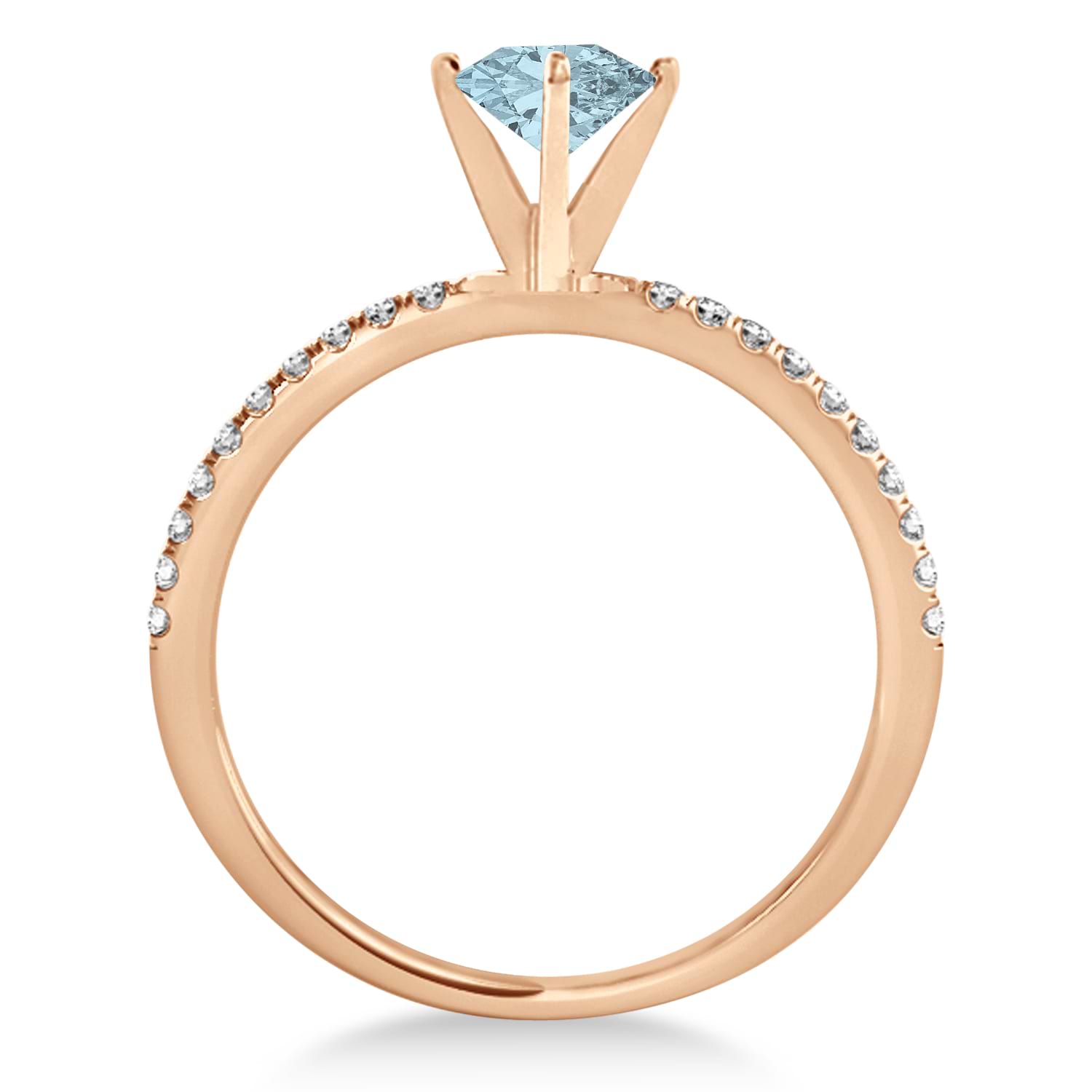 Aquamarine & Diamond Accented Oval Shape Engagement Ring 18k Rose Gold (0.75ct)