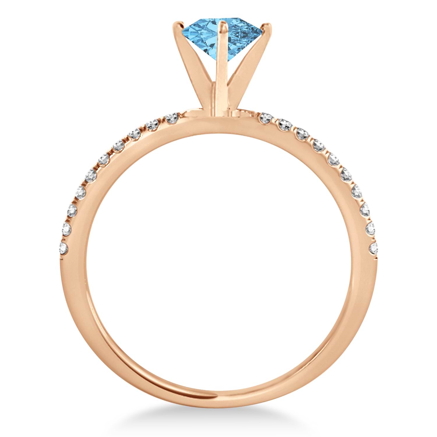 Blue Topaz & Diamond Accented Oval Shape Engagement Ring 18k Rose Gold (0.75ct)