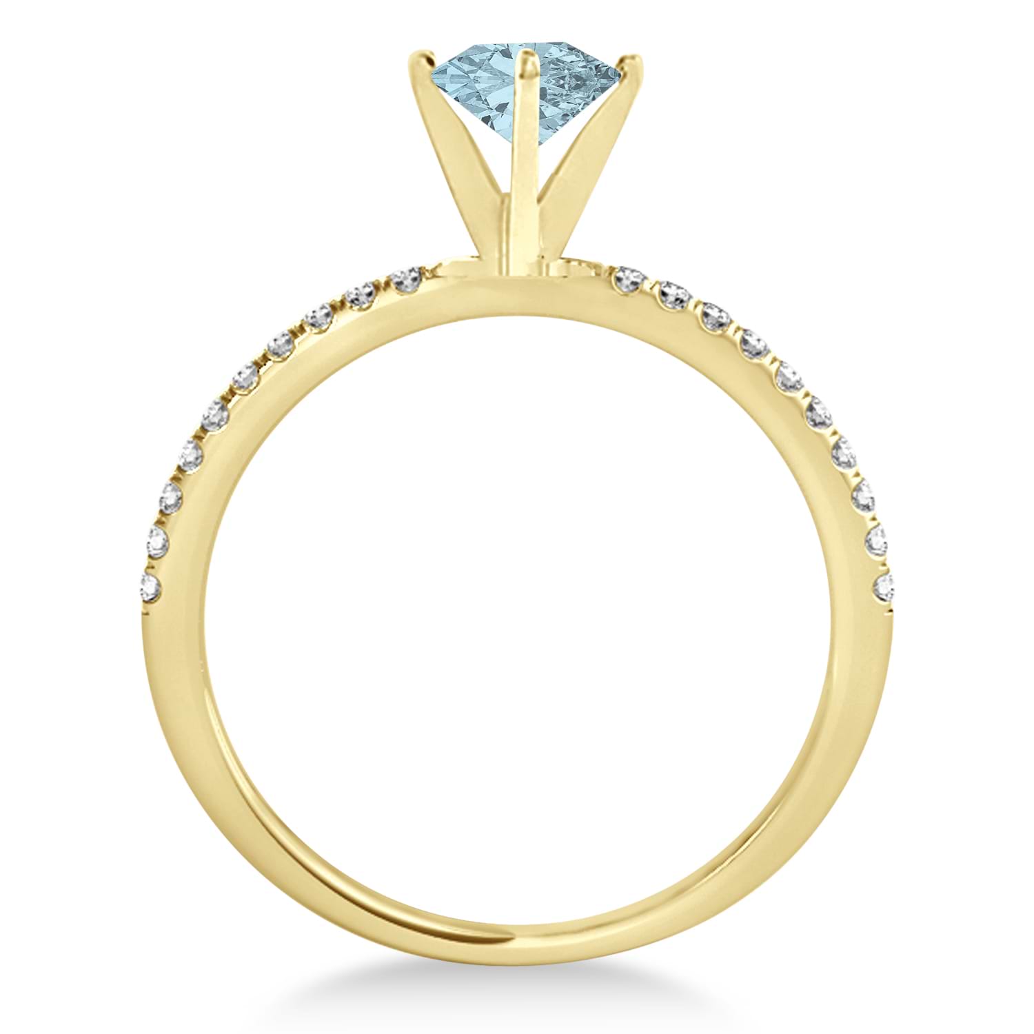 Aquamarine & Diamond Accented Oval Shape Engagement Ring 18k Yellow Gold (0.75ct)