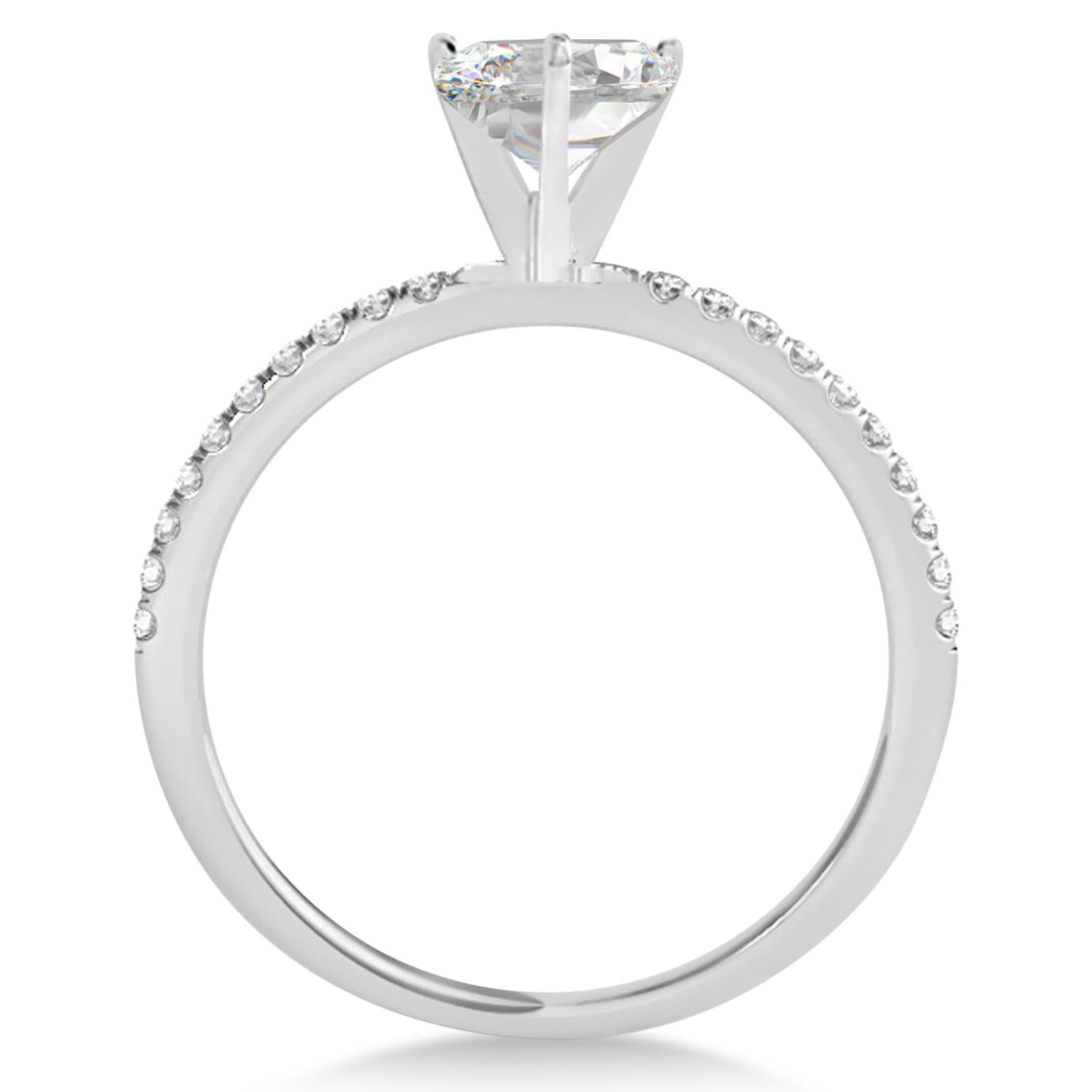 Diamond Accented Oval Shape Engagement Ring Palladium (0.75ct)
