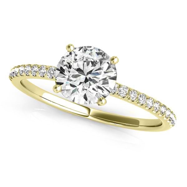 Lab Grown Diamond Accented Engagement Ring Setting 14k Yellow Gold (1.12ct)