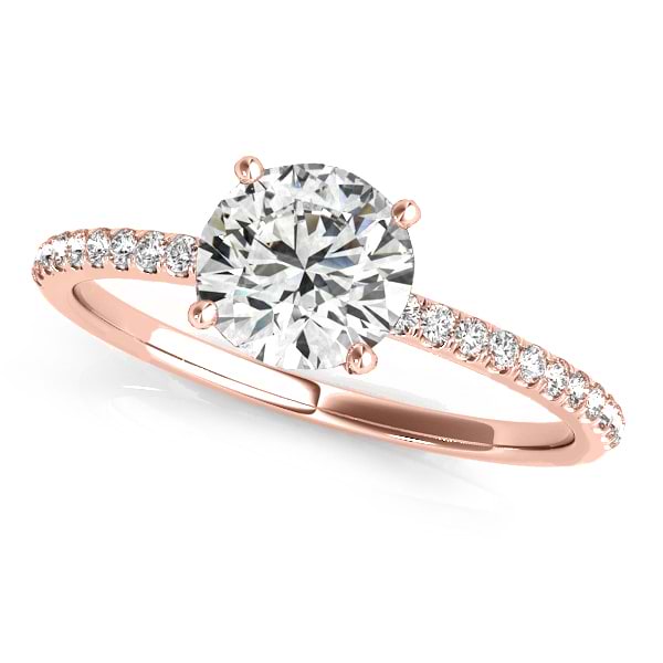 Lab Grown Diamond Accented Engagement Ring Setting 18k Rose Gold (1.12ct)