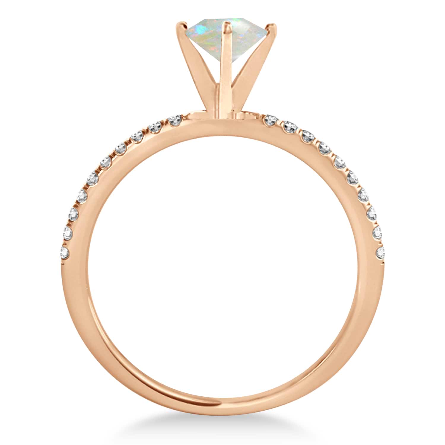 Opal & Diamond Accented Oval Shape Engagement Ring 14k Rose Gold (1.00ct)
