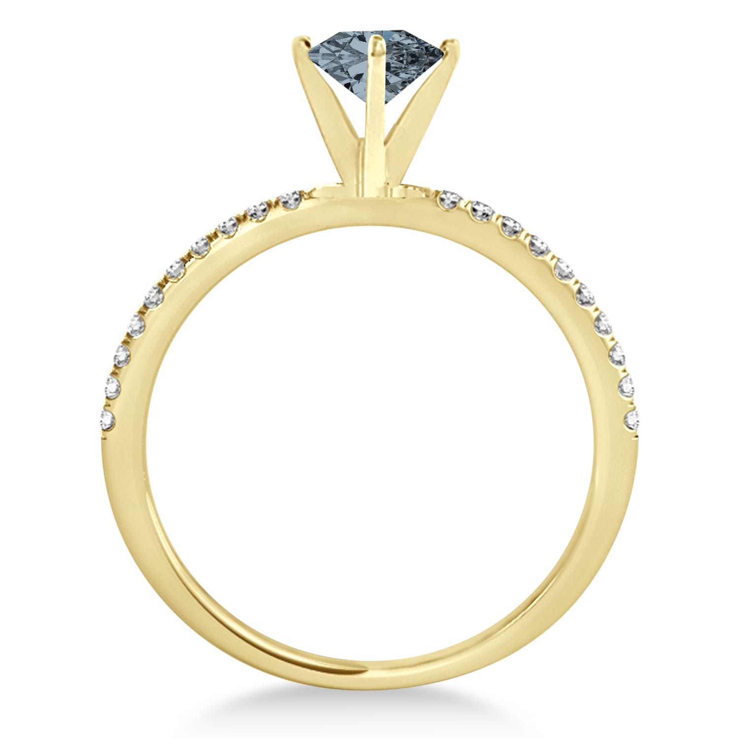 Gray Spinel & Diamond Accented Oval Shape Engagement Ring 14k Yellow Gold (1.00ct)