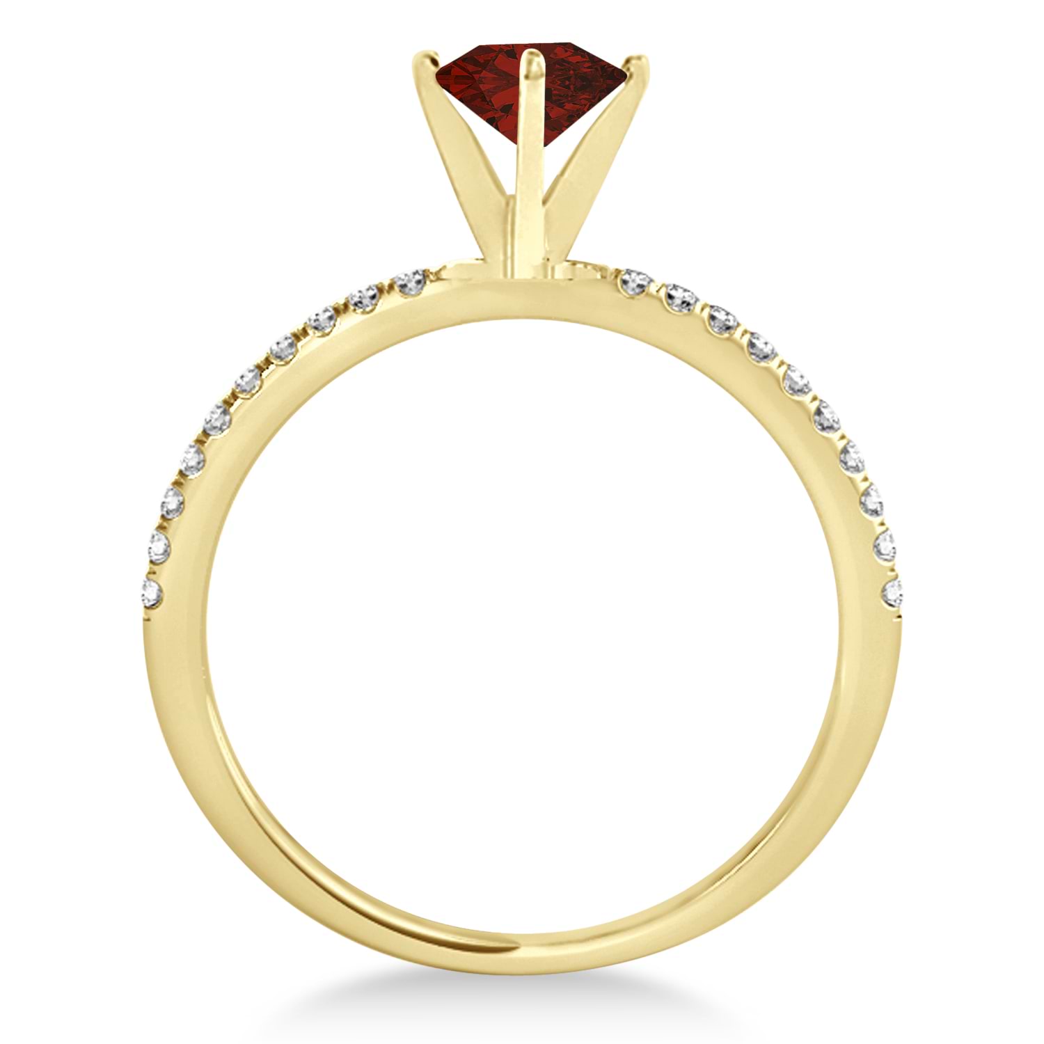 Garnet & Diamond Accented Oval Shape Engagement Ring 14k Yellow Gold (1.00ct)