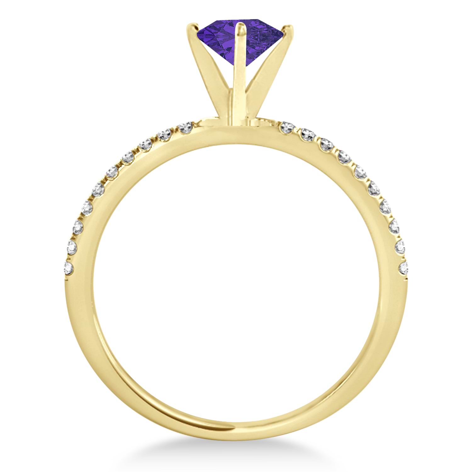 Tanzanite & Diamond Accented Oval Shape Engagement Ring 14k Yellow Gold (1.00ct)