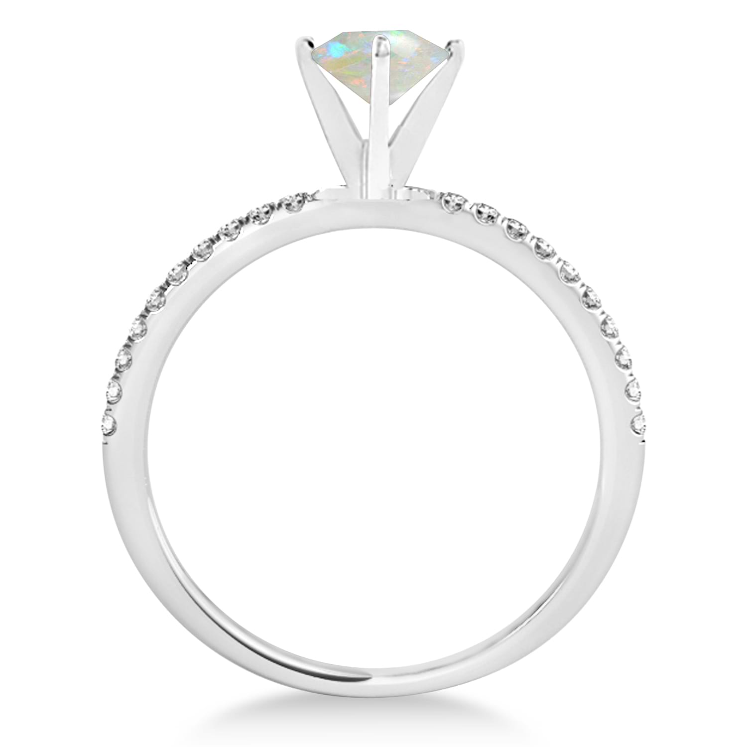 Opal & Diamond Accented Oval Shape Engagement Ring 18k White Gold (1.00ct)