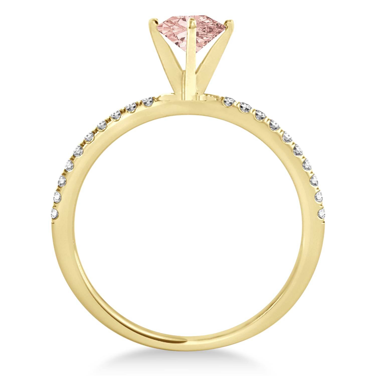Morganite & Diamond Accented Oval Shape Engagement Ring 18k Yellow Gold (1.00ct)