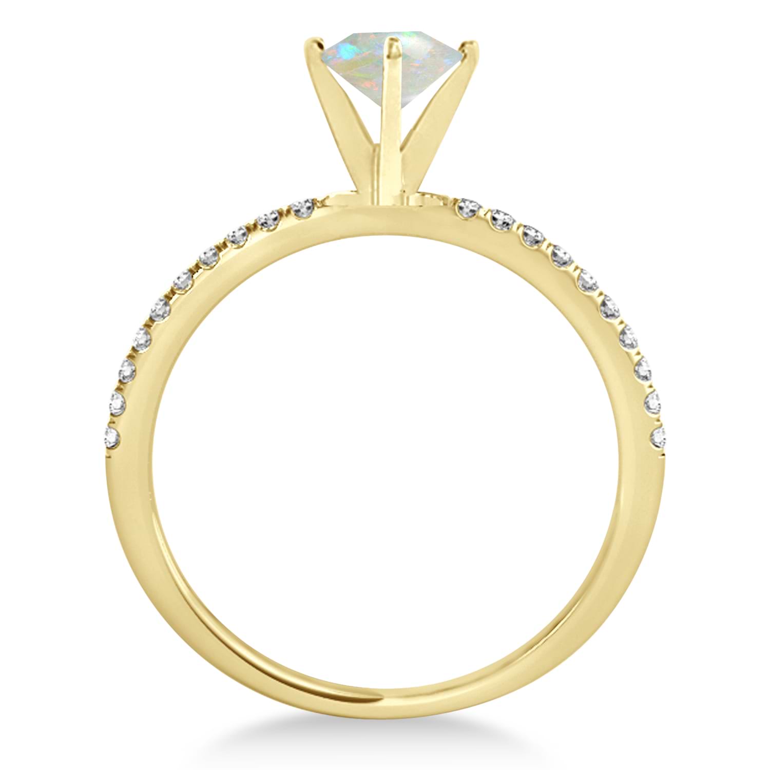 Opal & Diamond Accented Oval Shape Engagement Ring 18k Yellow Gold (1.00ct)