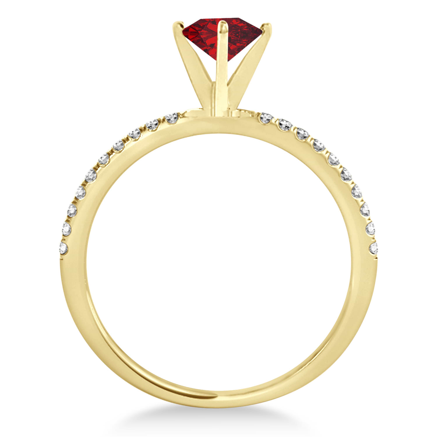 Ruby & Diamond Accented Oval Shape Engagement Ring 18k Yellow Gold (1.00ct)