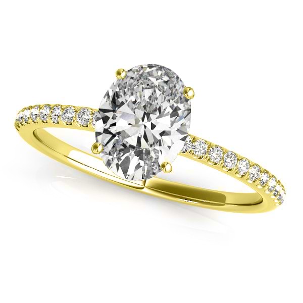 Diamond Accented Oval Shape Engagement Ring 18k Yellow Gold (1.00ct)